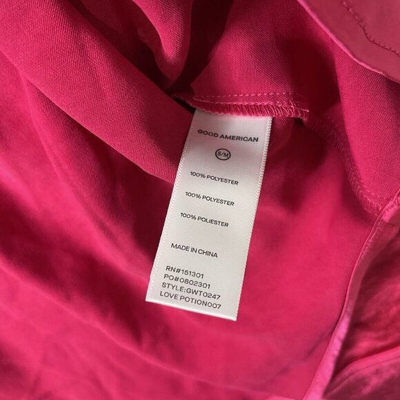 Good American Washed Satin Weekend Shirt Size S/M Love Potion Hot Pink - Picture 3 of 8